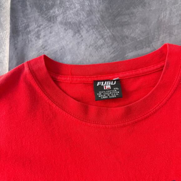 Vintage Y2k Fubu Platinum Rudy Vs. Russell Red Fat Albert Tee Shirt Sz 2XL XXL - Picture 3 of 7